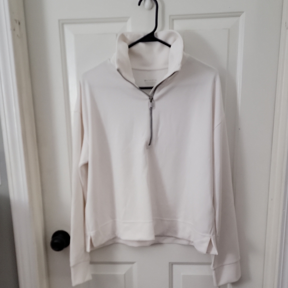 Athleta Cream Quarter-Zip Top
